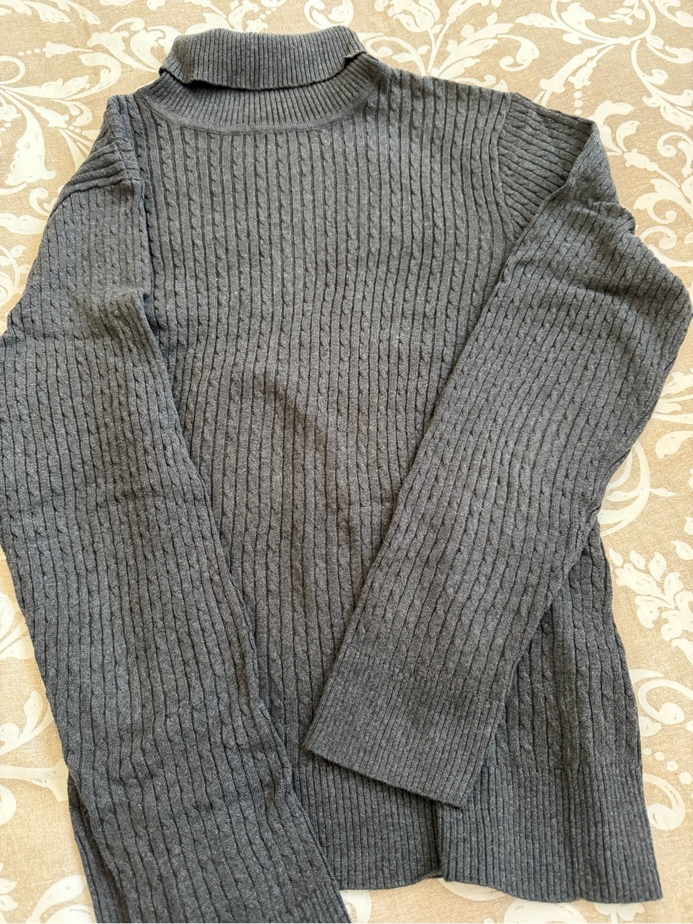 JEANNE PIERRE Charcoal Ribbed Turtleneck Sweater